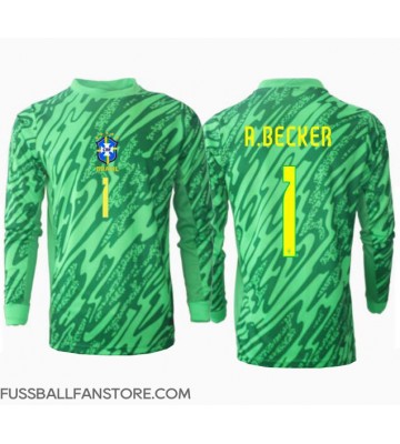 Brasilien Alisson Becker #1 Torwart Replik Heimtrikot Copa America 2024 Langarm
